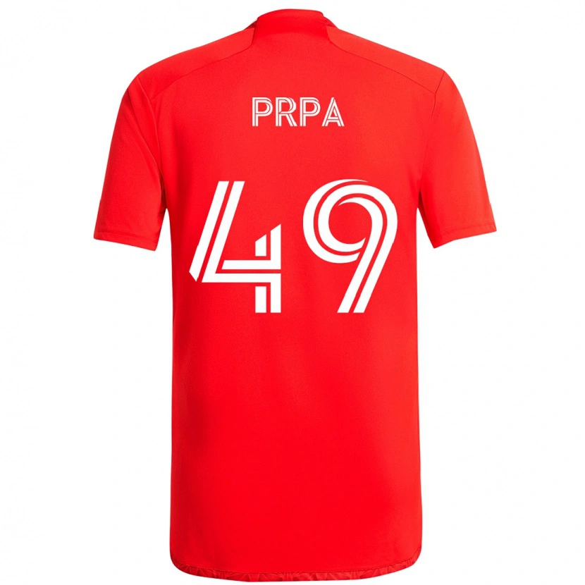 Danxen Criança Camisola Luka Prpa #49 Vermelho Branco Principal 2025/26 Camisa