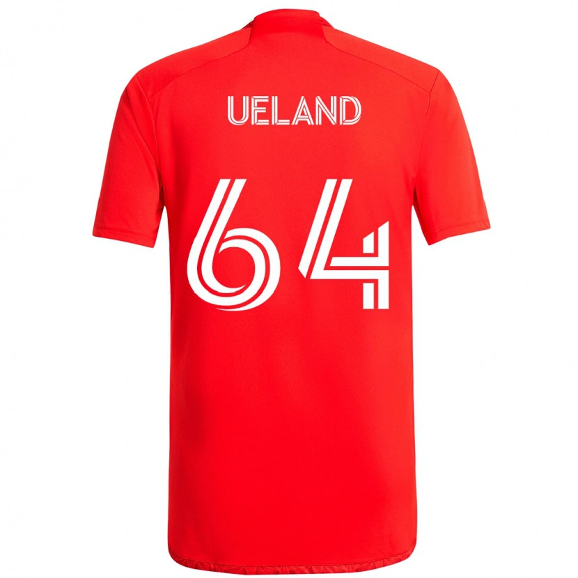 Danxen Criança Camisola Andreas Ueland #64 Vermelho Branco Principal 2025/26 Camisa