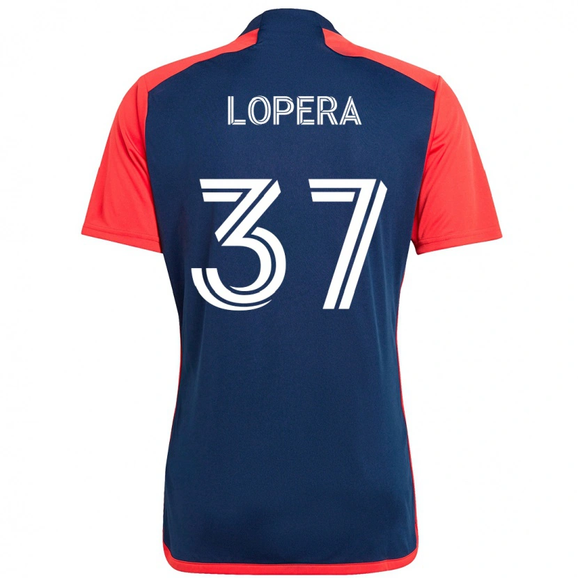 Danxen Criança Camisola Steban Lopera #37 Azul Vermelho Principal 2025/26 Camisa