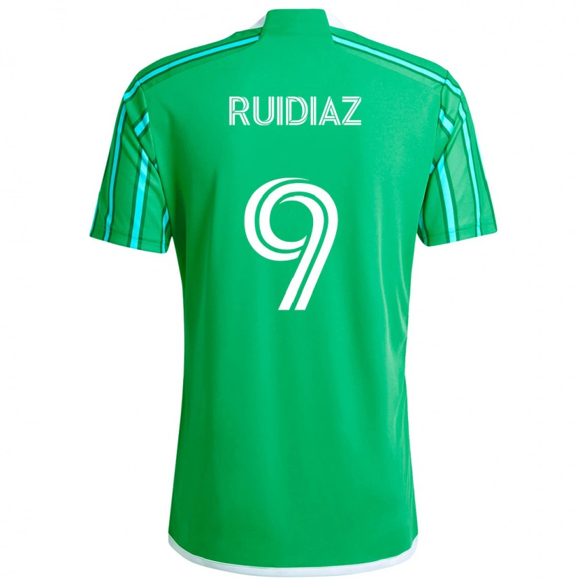 Danxen Criança Camisola Raúl Ruidíaz #9 Verde Branco Principal 2025/26 Camisa