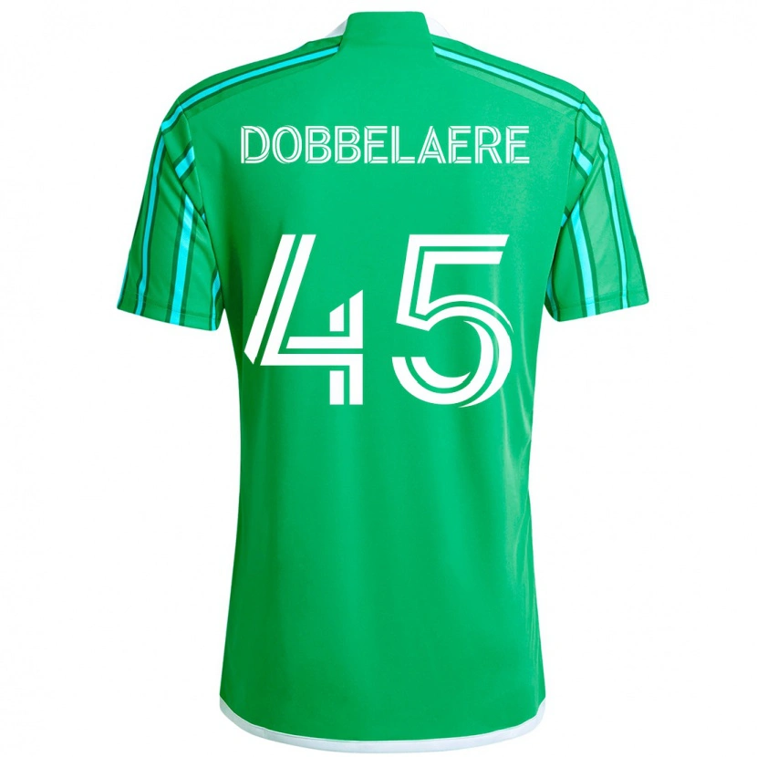 Danxen Criança Camisola Ethan Dobbelaere #45 Verde Branco Principal 2025/26 Camisa