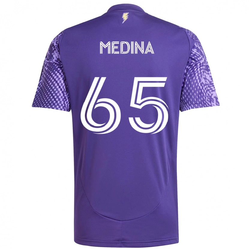 Danxen Criança Camisola Cristian Medina #65 Roxo Branco Principal 2025/26 Camisa