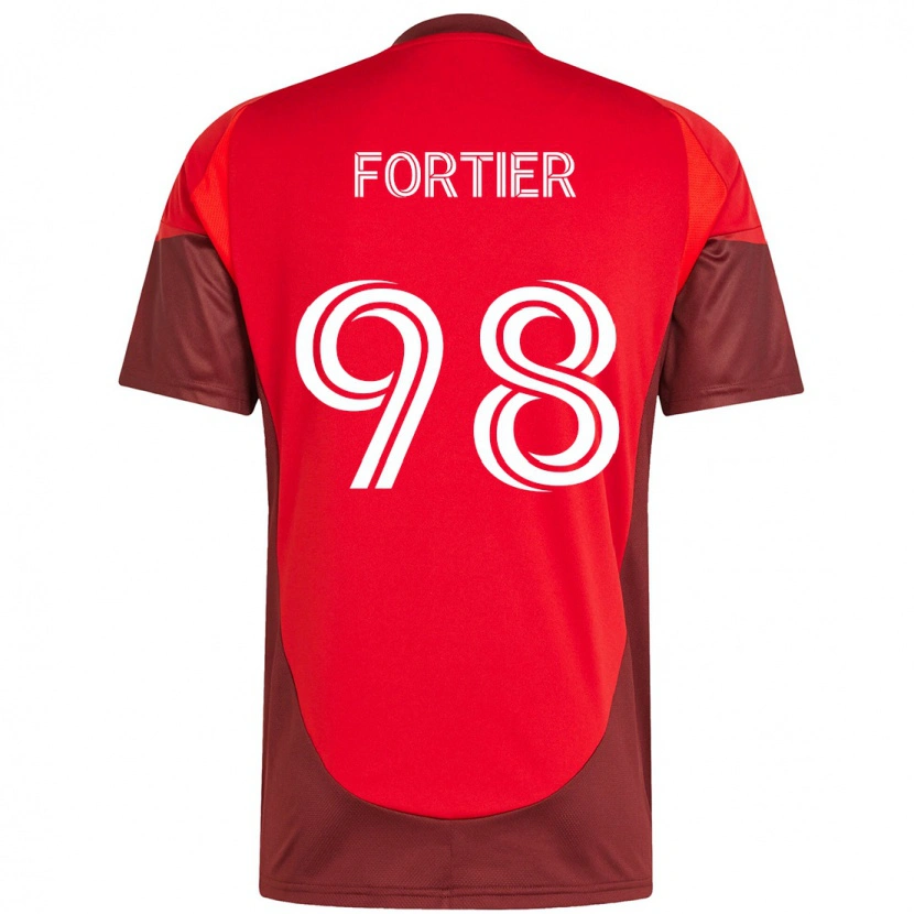 Danxen Criança Camisola Kristjan Fortier #98 Vermelho Branco Principal 2025/26 Camisa