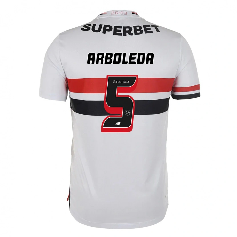 Danxen Criança Camisola Robert Arboleda #5 Vermelho Preto Branco Principal 2025/26 Camisa
