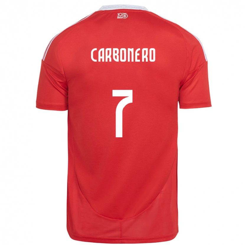 Danxen Criança Camisola Johan Carbonero #7 Vermelho Branco Principal 2025/26 Camisa