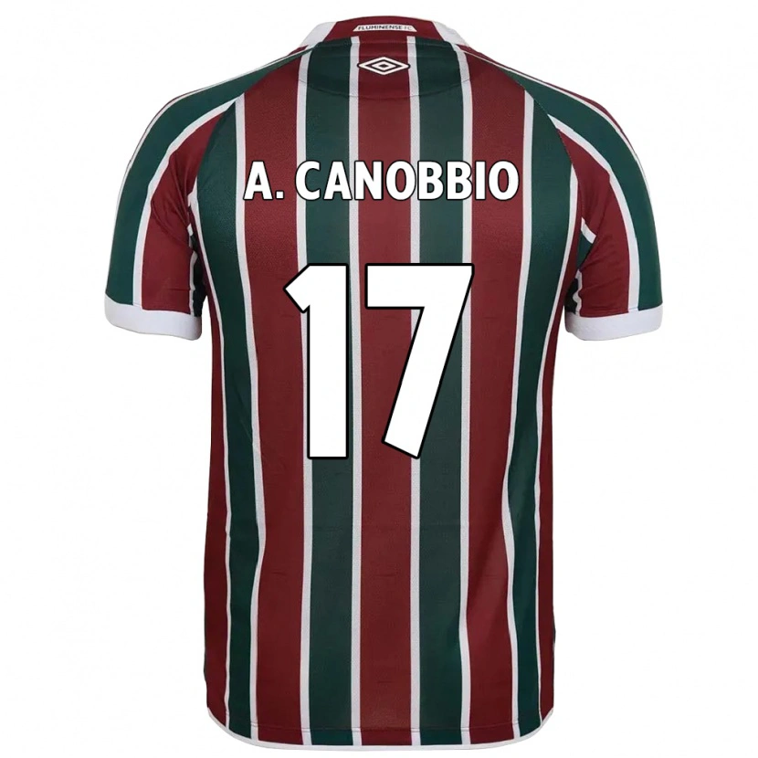 Danxen Criança Camisola Agustín Canobbio #17 Verde Bordô Branco Principal 2025/26 Camisa