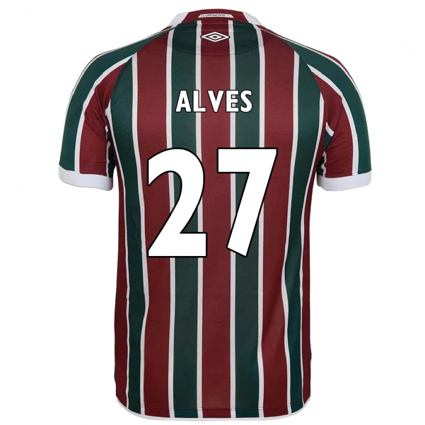 Danxen Criança Camisola Felipe Alves #27 Verde Bordô Branco Principal 2025/26 Camisa