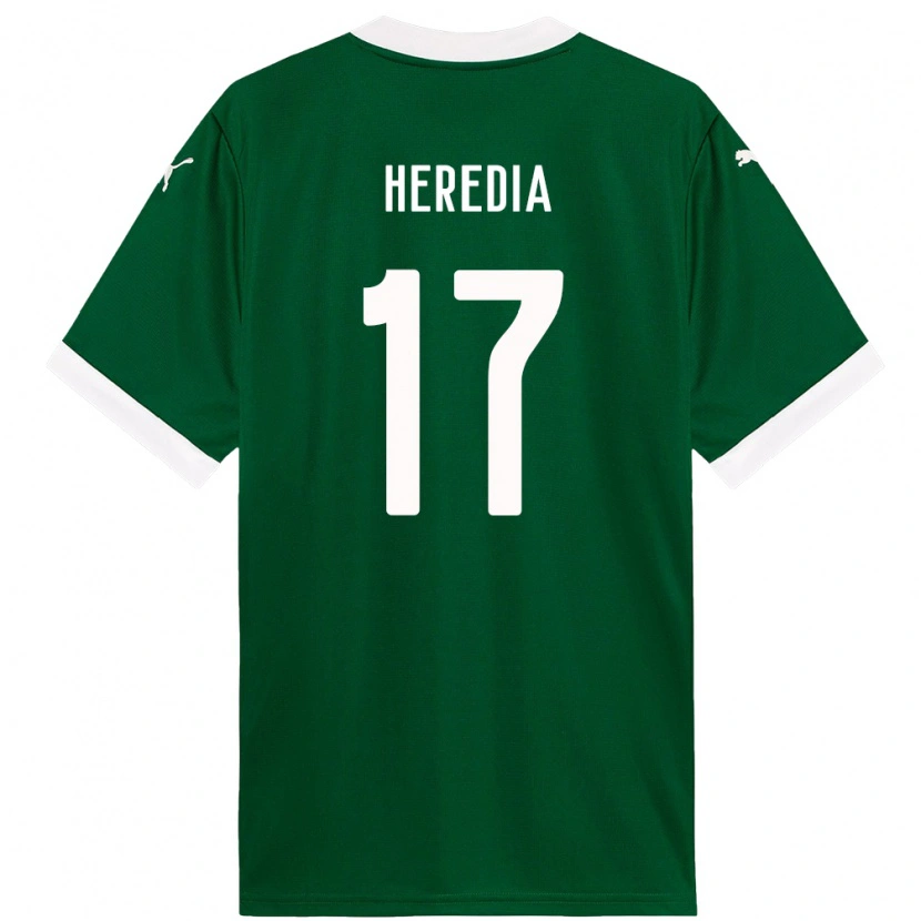 Danxen Criança Camisola Jesus Heredia #17 Verde Branco Principal 2025/26 Camisa