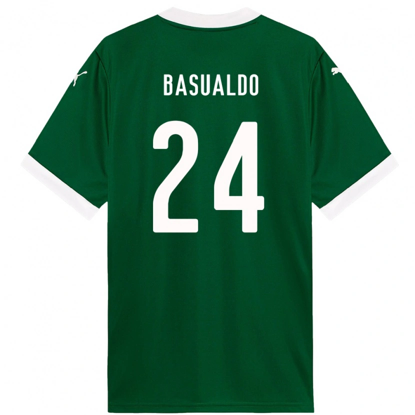 Danxen Criança Camisola Luis Basualdo #24 Verde Branco Principal 2025/26 Camisa