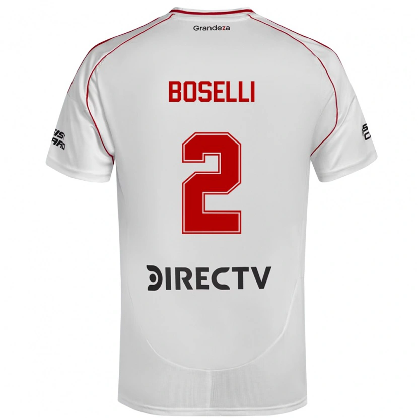 Danxen Criança Camisola Sebastián Boselli #2 Branco Vermelho Principal 2025/26 Camisa