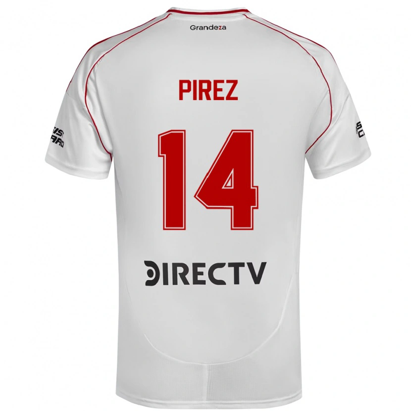Danxen Criança Camisola Leandro González Pírez #14 Branco Vermelho Principal 2025/26 Camisa