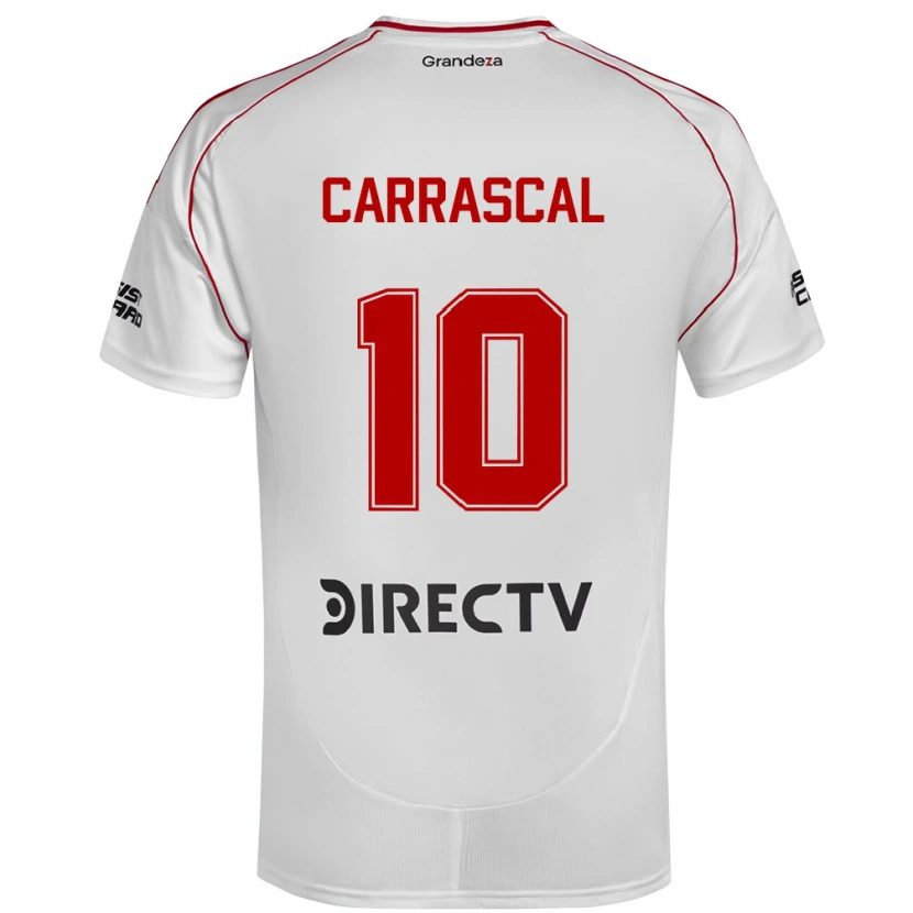Danxen Criança Camisola Jorge Carrascal #10 Branco Vermelho Principal 2025/26 Camisa
