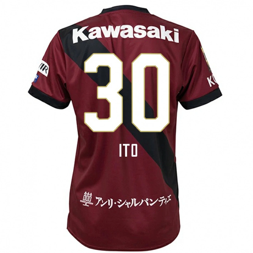 Danxen Criança Camisola Genta Ito #30 Bordô Preto Principal 2025/26 Camisa