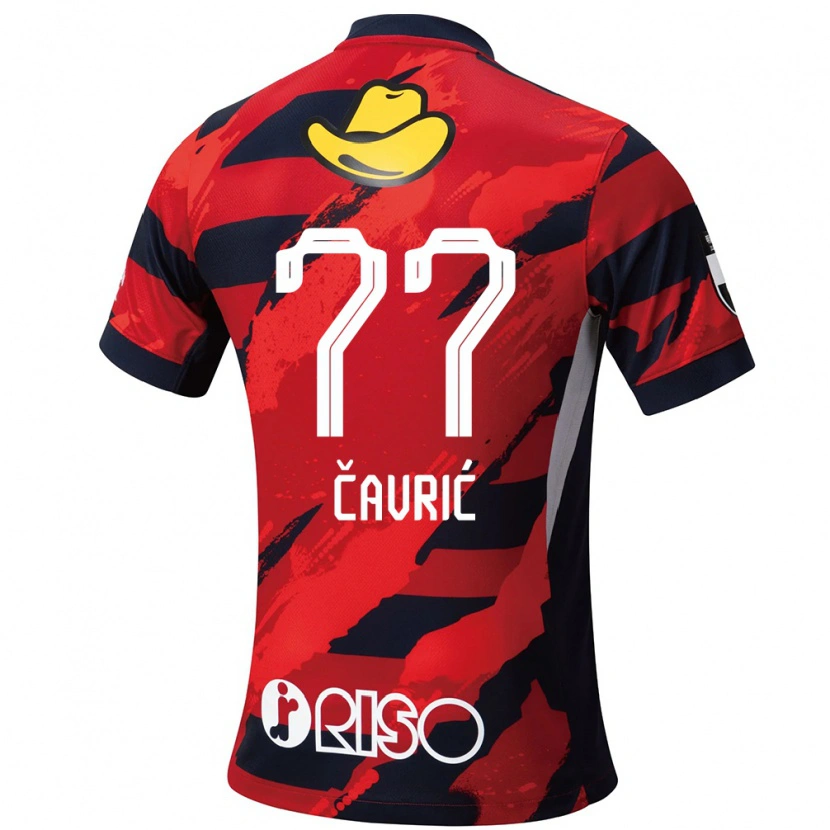 Danxen Criança Camisola Aleksandar Cavric #77 Vermelho Preto Principal 2025/26 Camisa