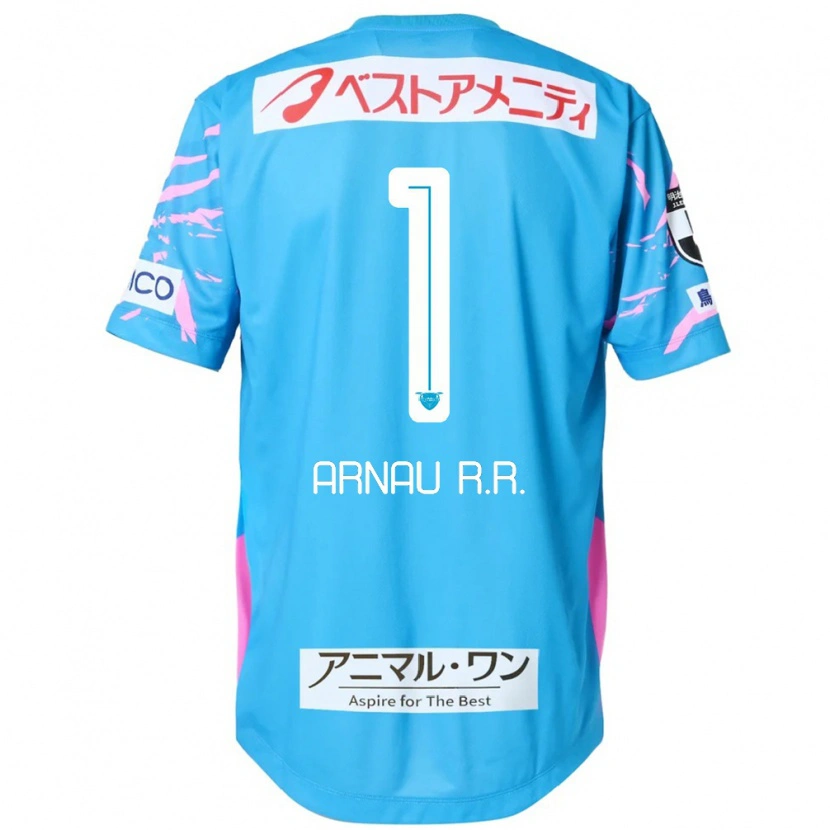 Danxen Criança Camisola Arnau Riera #1 Azul Rosa Principal 2025/26 Camisa