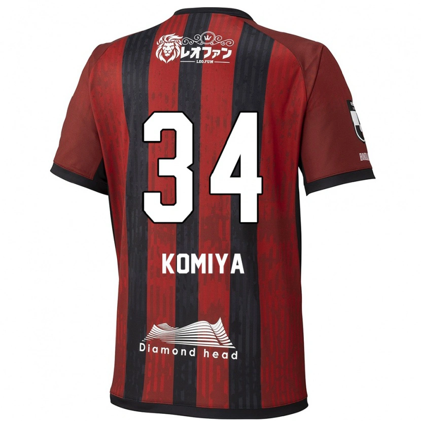 Danxen Criança Camisola Masaki Komiya #34 Vermelho Preto Principal 2025/26 Camisa