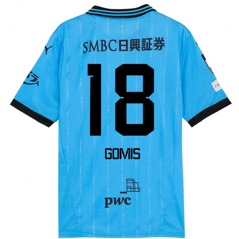 Danxen Criança Camisola Bafétimbi Gomis #18 Azul Celeste Preto Principal 2025/26 Camisa