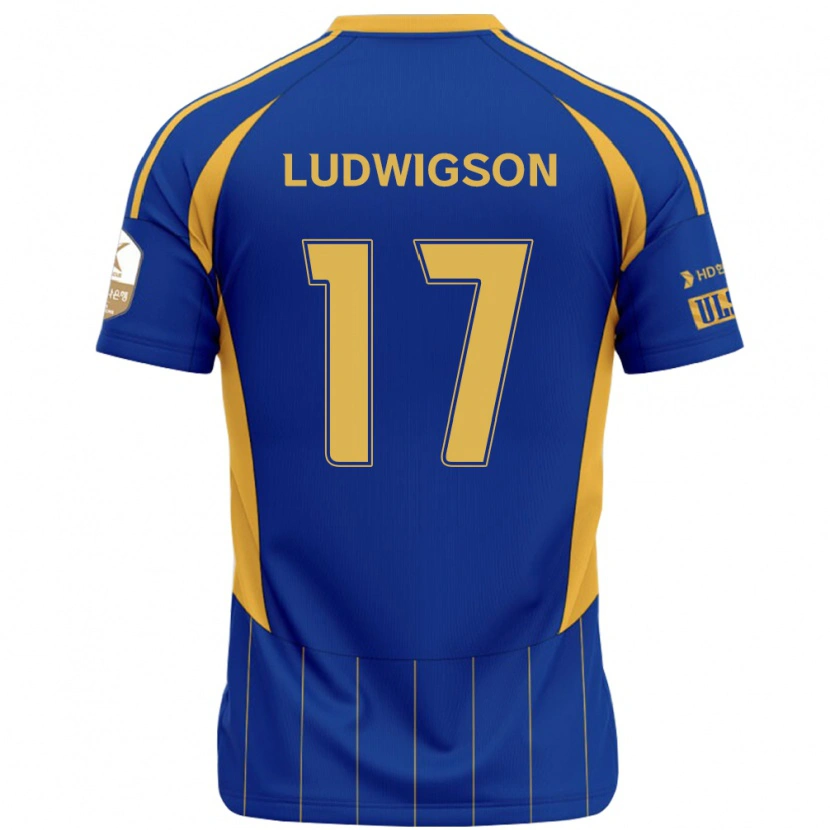 Danxen Criança Camisola Gustav Ludwigson #17 Azul Royal Amarelo Principal 2025/26 Camisa