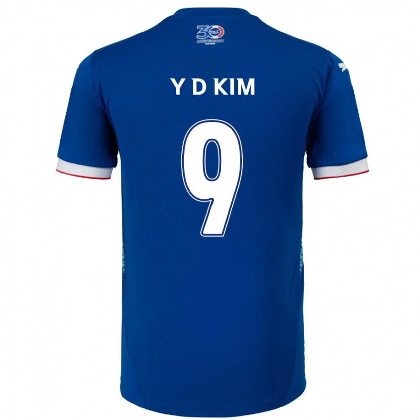 Danxen Criança Camisola Dong-Yeon Kim #9 Azul Royal Branco Principal 2025/26 Camisa