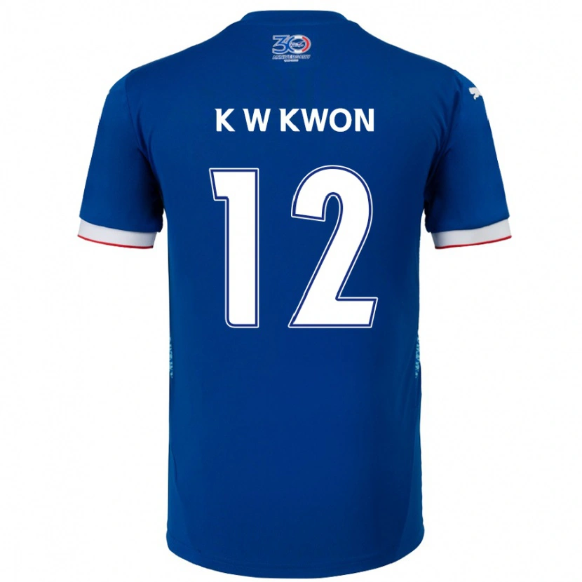 Danxen Criança Camisola Wan-Kyu Kwon #12 Azul Royal Branco Principal 2025/26 Camisa