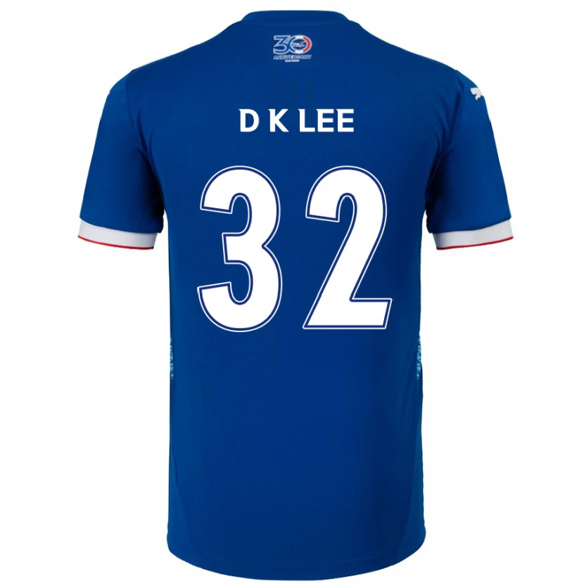 Danxen Criança Camisola Kyu-Dong Lee #32 Azul Royal Branco Principal 2025/26 Camisa