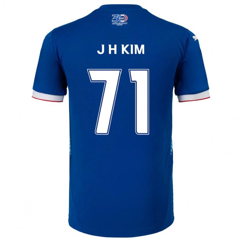 Danxen Criança Camisola Ji-Ho Kim #71 Azul Royal Branco Principal 2025/26 Camisa