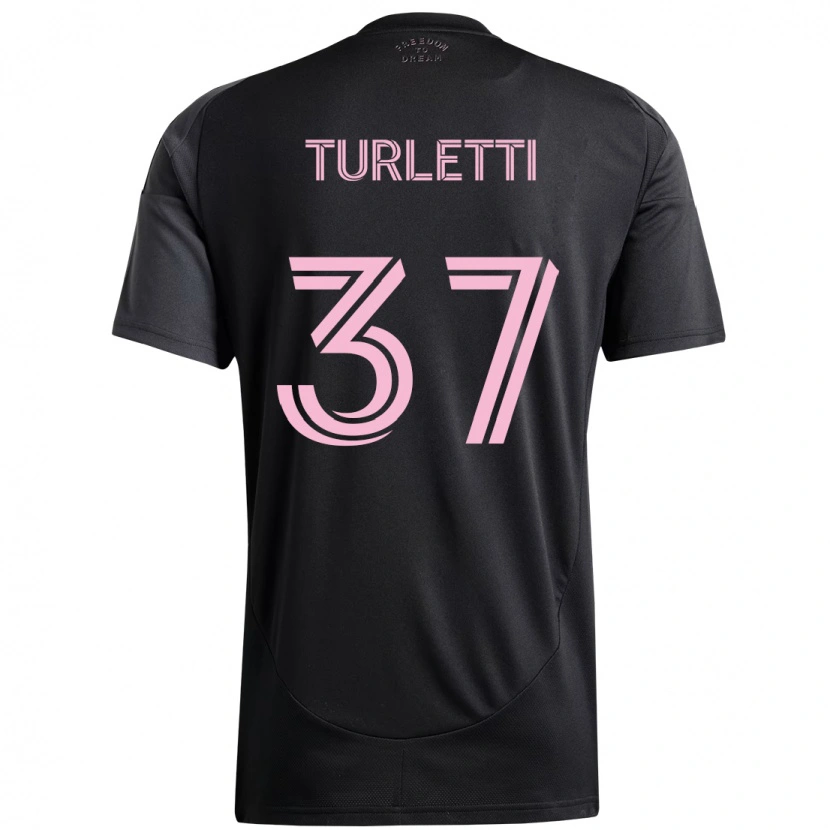 Danxen Criança Camisola Mateo Turletti #37 Preto Rosa Alternativa 2025/26 Camisa