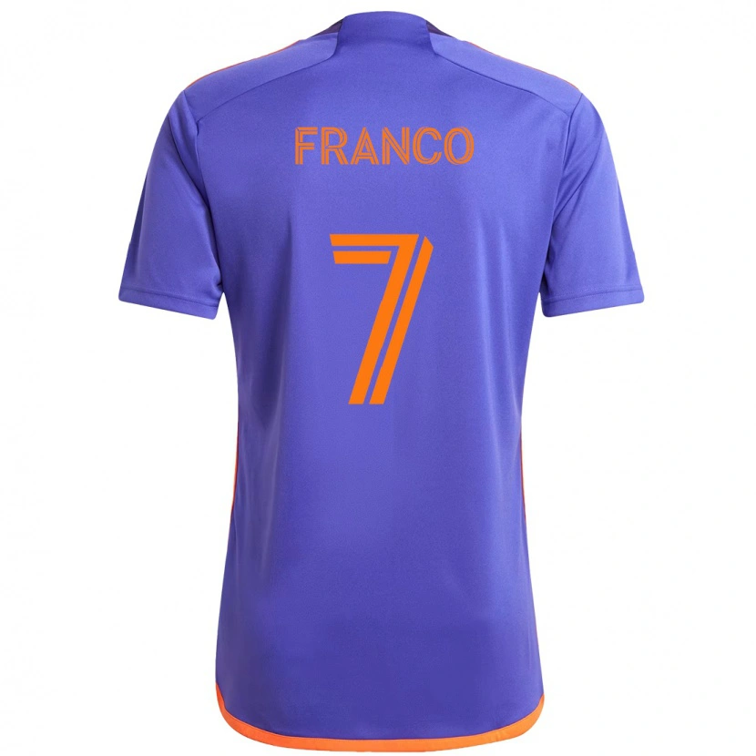 Danxen Criança Camisola Iván Franco #7 Roxo Laranja Alternativa 2025/26 Camisa