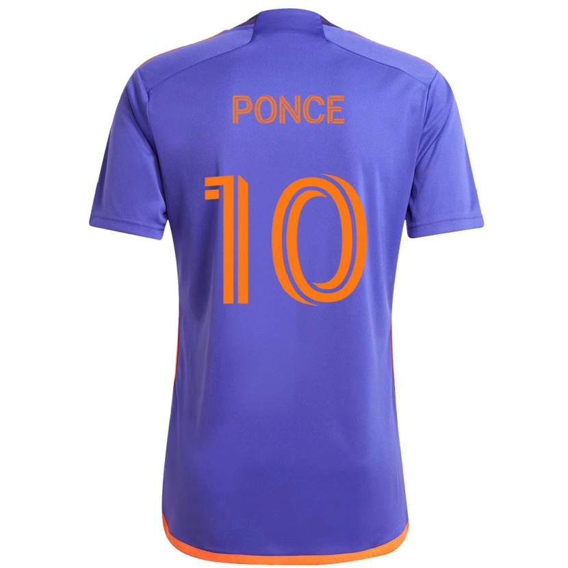 Danxen Criança Camisola Ezequiel Ponce #10 Roxo Laranja Alternativa 2025/26 Camisa
