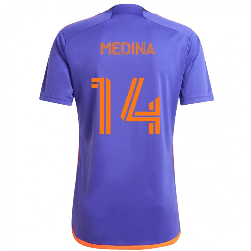 Danxen Criança Camisola Jeferson Medina #14 Roxo Laranja Alternativa 2025/26 Camisa