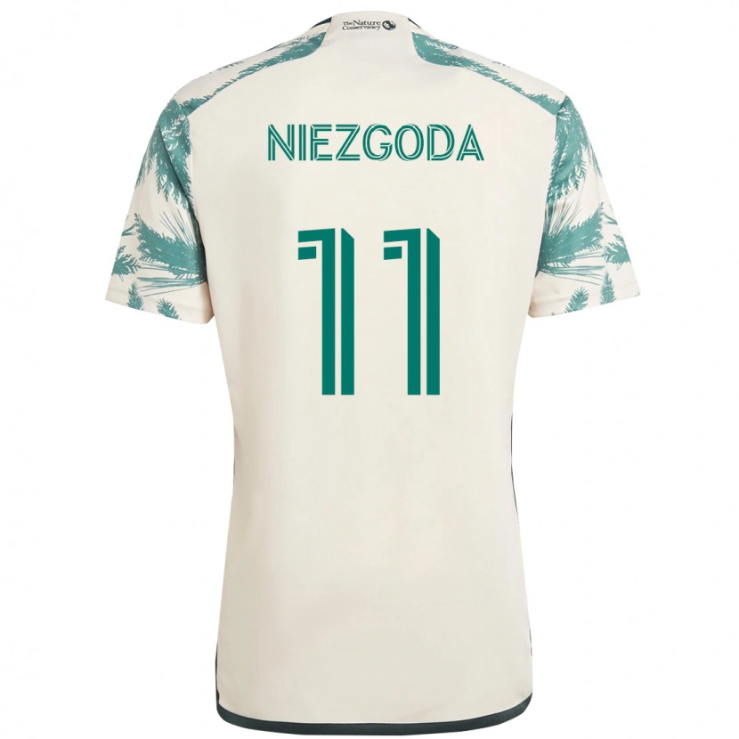 Danxen Criança Camisola Jaroslaw Niezgoda #11 Bege Verde Alternativa 2025/26 Camisa