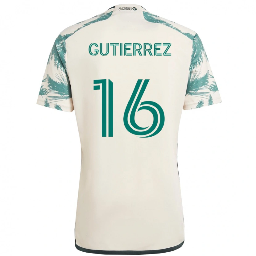 Danxen Criança Camisola Diego Gutiérrez #16 Bege Verde Alternativa 2025/26 Camisa