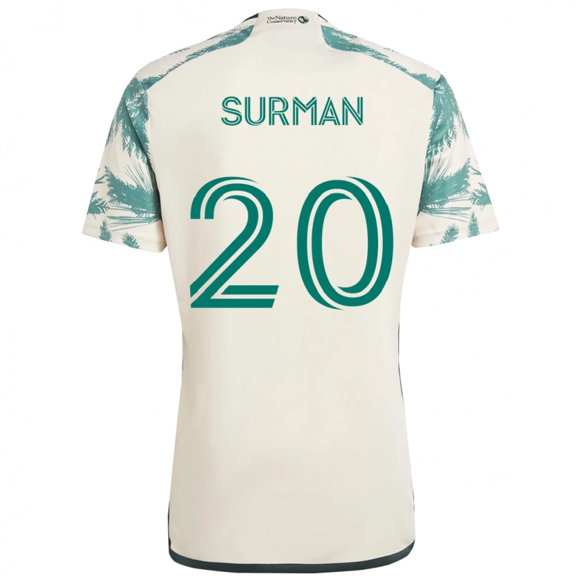 Danxen Criança Camisola Finn Surman #20 Bege Verde Alternativa 2025/26 Camisa