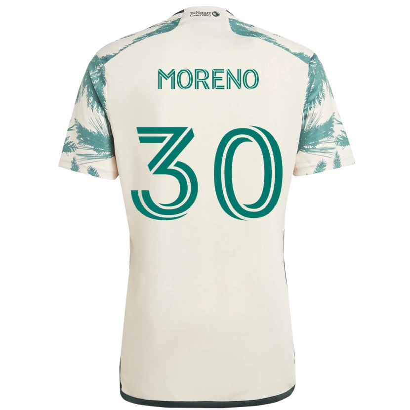 Danxen Criança Camisola Santiago Moreno #30 Bege Verde Alternativa 2025/26 Camisa