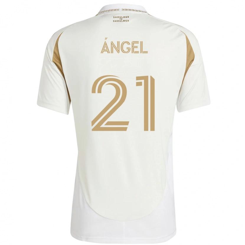 Danxen Criança Camisola Tomás Ángel #21 Branco Castanho Alternativa 2025/26 Camisa