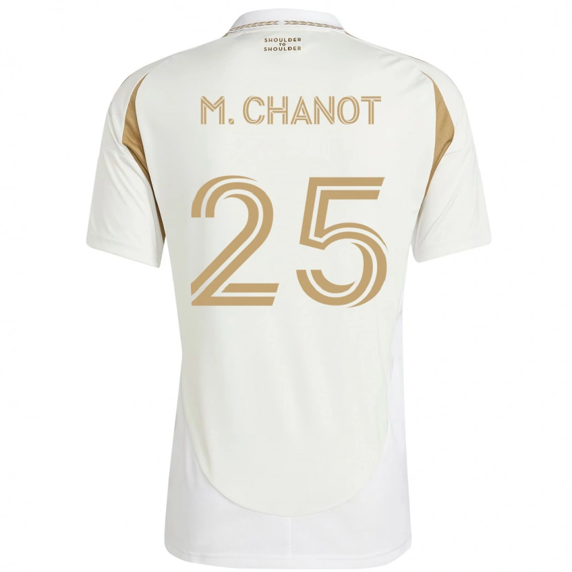 Danxen Criança Camisola Maxime Chanot #25 Branco Castanho Alternativa 2025/26 Camisa