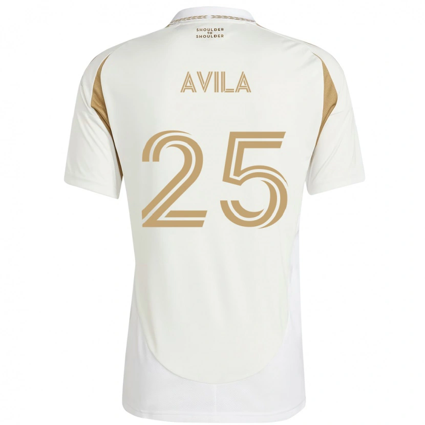 Danxen Criança Camisola Armando Avila #25 Branco Castanho Alternativa 2025/26 Camisa
