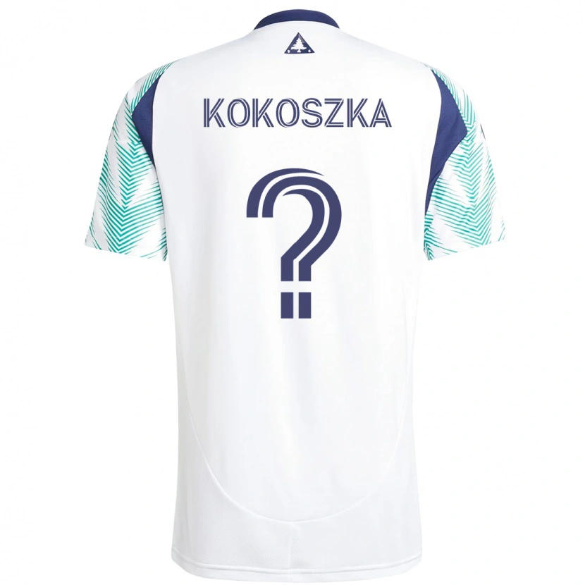 Danxen Criança Camisola Ayden Kokoszka #0 Branco Azul Alternativa 2025/26 Camisa