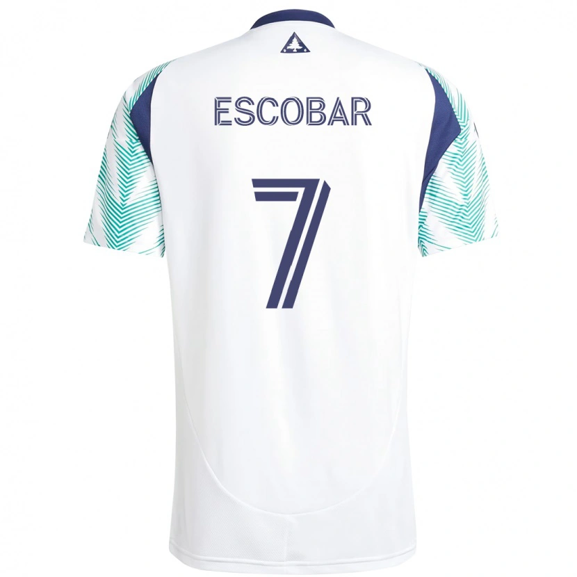 Danxen Criança Camisola Olger Escobar #7 Branco Azul Alternativa 2025/26 Camisa