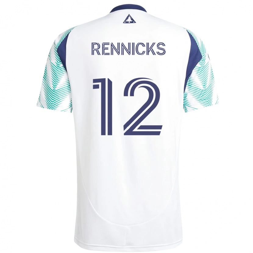 Danxen Criança Camisola Justin Rennicks #12 Branco Azul Alternativa 2025/26 Camisa