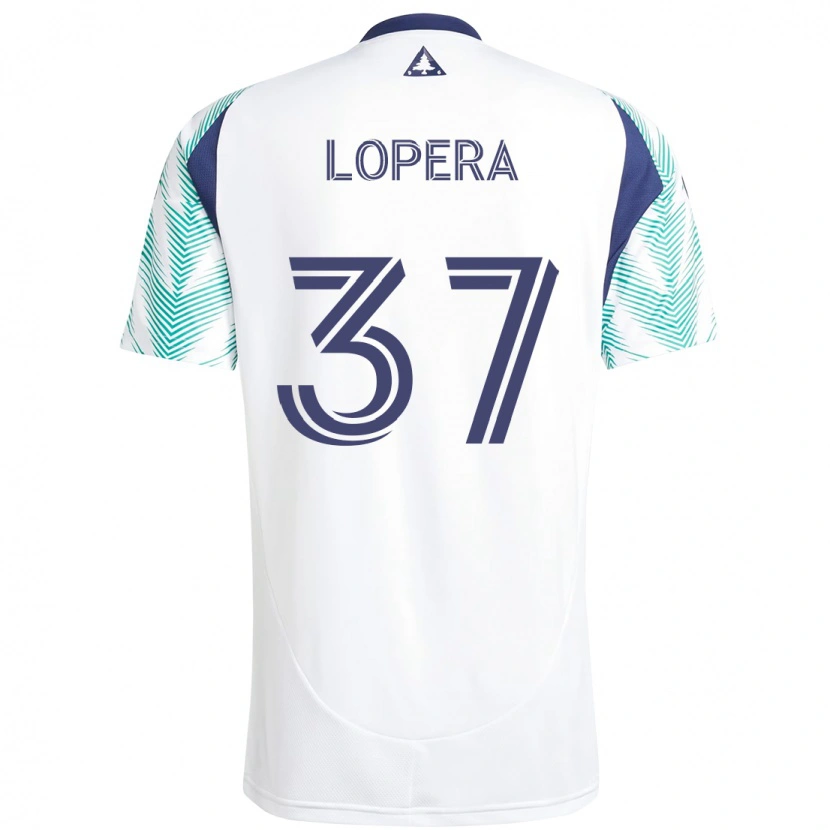 Danxen Criança Camisola Steban Lopera #37 Branco Azul Alternativa 2025/26 Camisa