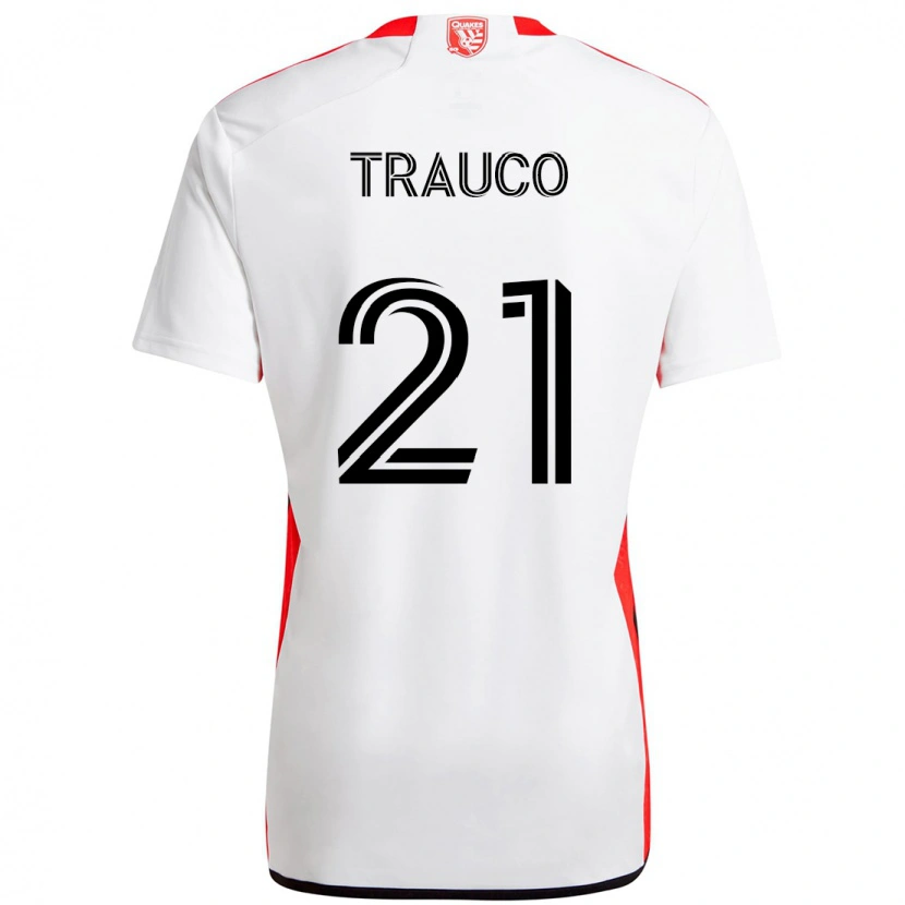 Danxen Criança Camisola Miguel Trauco #21 Branco Vermelho Alternativa 2025/26 Camisa