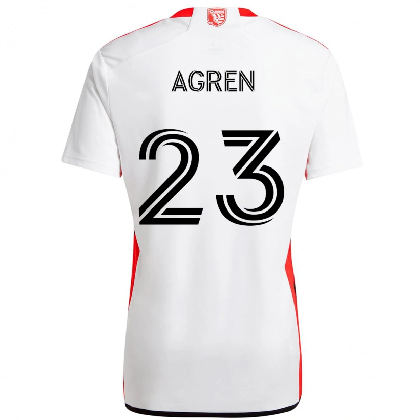 Danxen Criança Camisola Oskar Agren #23 Branco Vermelho Alternativa 2025/26 Camisa