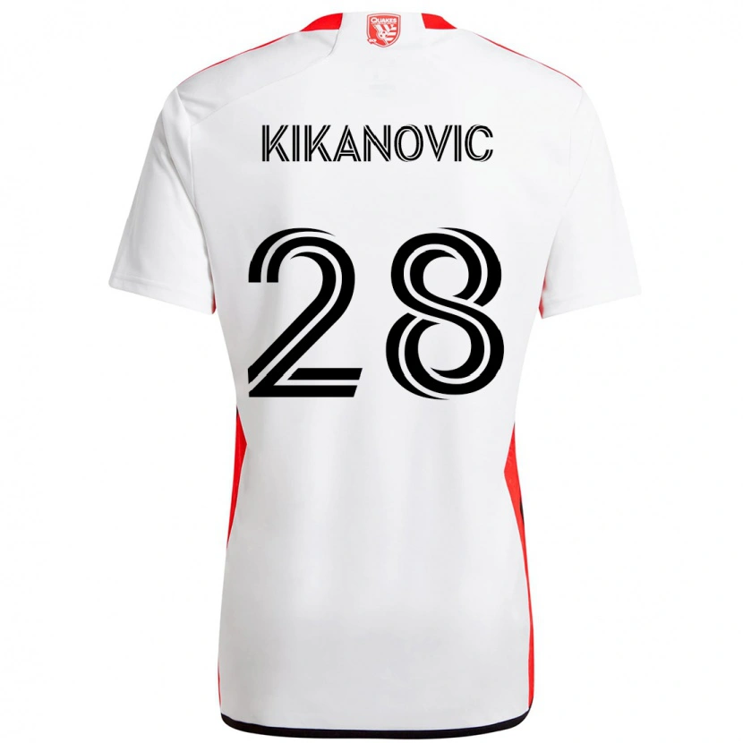 Danxen Criança Camisola Benjamin Kikanović #28 Branco Vermelho Alternativa 2025/26 Camisa