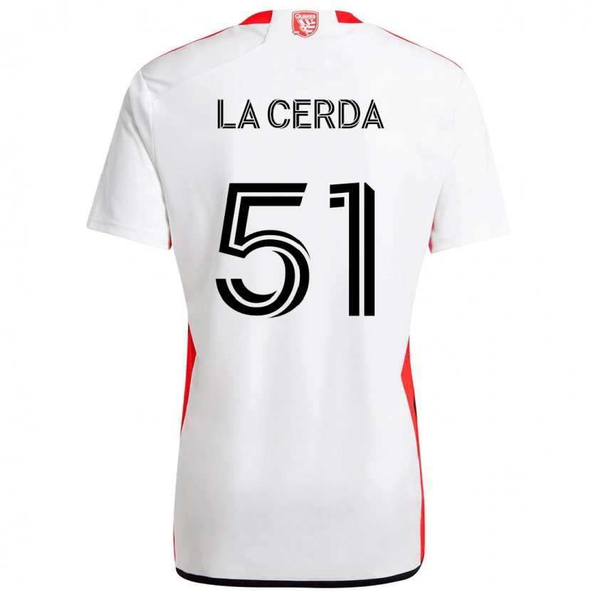 Danxen Criança Camisola Eric De La Cerda #51 Branco Vermelho Alternativa 2025/26 Camisa