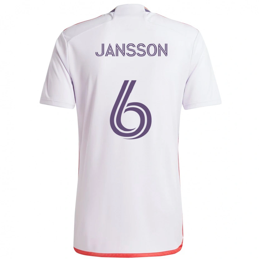 Danxen Criança Camisola Robin Jansson #6 Branco Roxo Alternativa 2025/26 Camisa