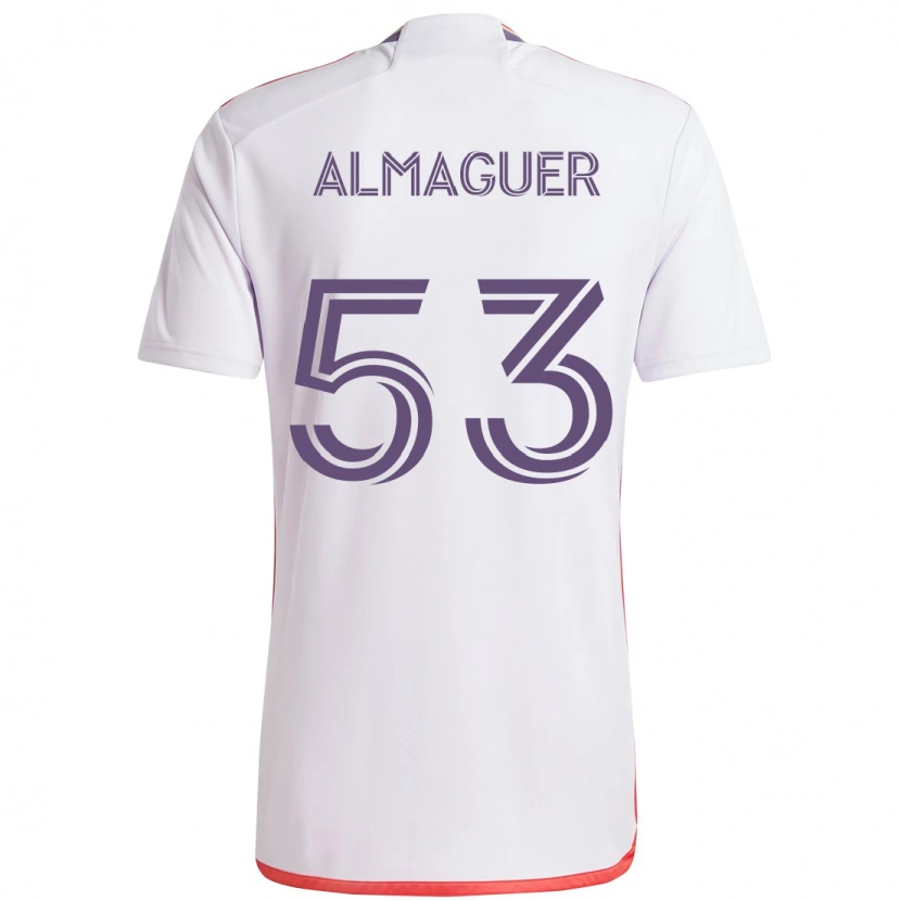 Danxen Criança Camisola Jorge Almaguer #53 Branco Roxo Alternativa 2025/26 Camisa