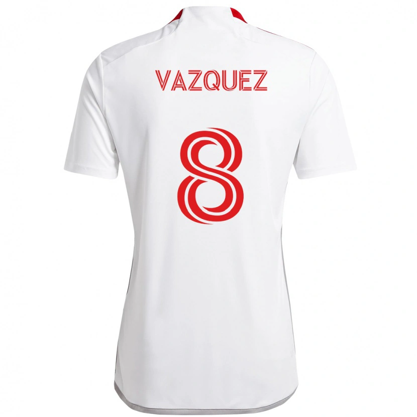 Danxen Criança Camisola Víctor Vázquez #8 Branco Vermelho Alternativa 2025/26 Camisa
