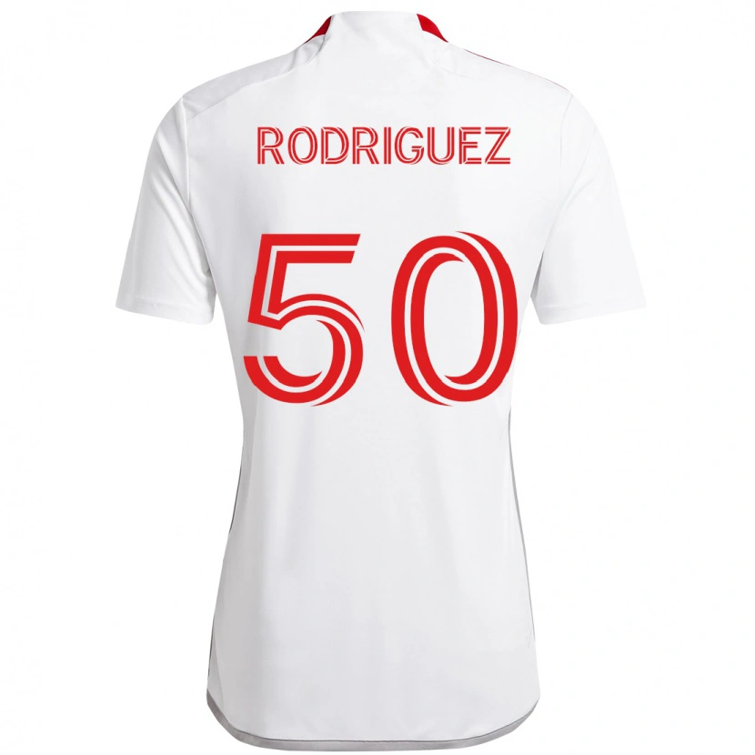 Danxen Criança Camisola Abraham Rodriguez #50 Branco Vermelho Alternativa 2025/26 Camisa