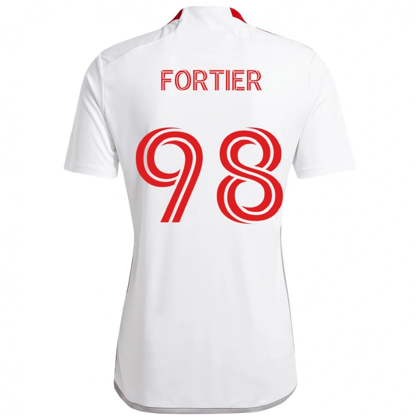 Danxen Criança Camisola Kristjan Fortier #98 Branco Vermelho Alternativa 2025/26 Camisa